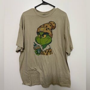 Gildan Tan Short Sleeve Tee with Grinch Wearing Carhartt